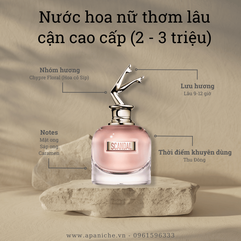 Nước hoa nữ lưu hương lâu phân khúc cận cao cấp Jean Paul Gaultier Scandal EDP