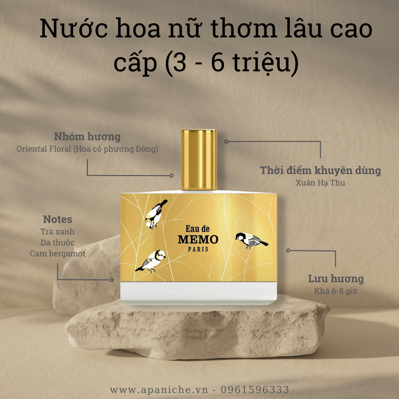 Nước hoa thơm lâu cho nữ phân khúc cao cấp Memo Paris Eau de Memo EDP