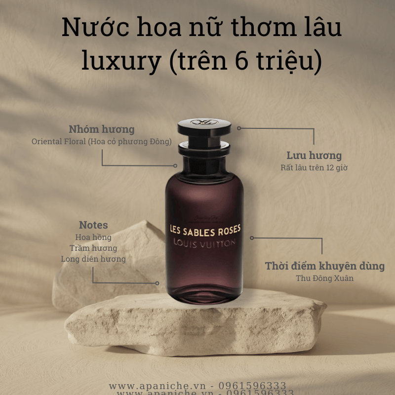 Nước hoa nữ thơm lâu phân khúc xa xỉ luxury Louis Vuitton Les Sables Roses EDP