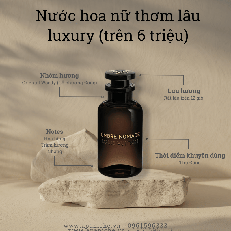 Nước hoa nữ thơm lâu phân khúc xa xỉ luxury Louis Vuitton Ombre Nomade
