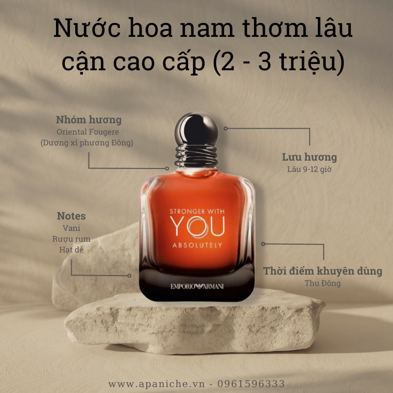 Nước hoa nam thơm lâu phân khúc cận cao cấp Giorgio Armani Emporio Armani Stronger With You Absolutely Parfum