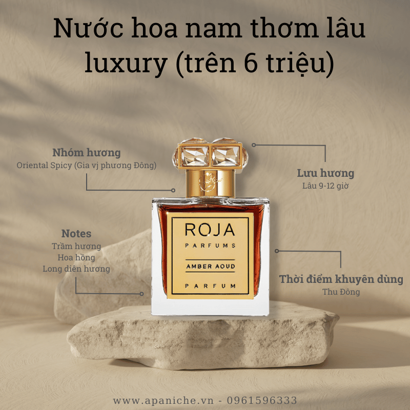 Nước hoa nam thơm lâu xa xỉ luxury Roja Dove Amber Aoud Parfum