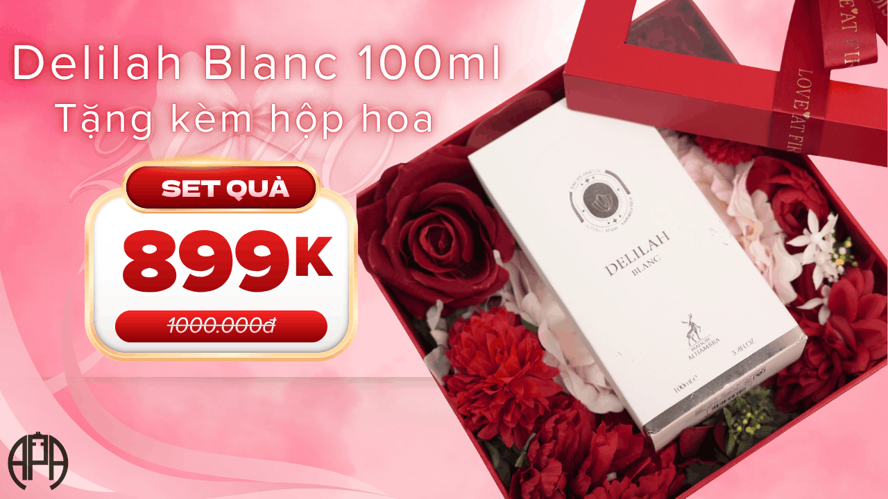 set quà Delilah Blanc EDP chỉ 899K kèm hộp hoa nhân dịp 20.10