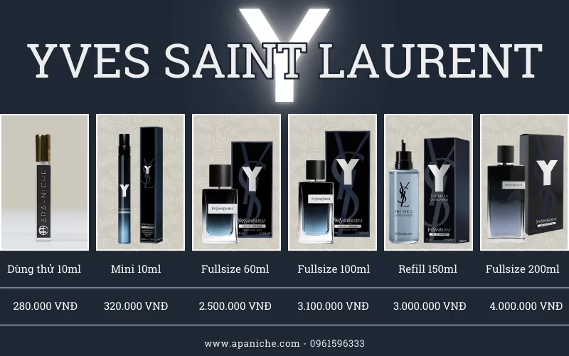 Dung tích và giá Yves Saint Laurent Y EDP (YSL Y EDP)