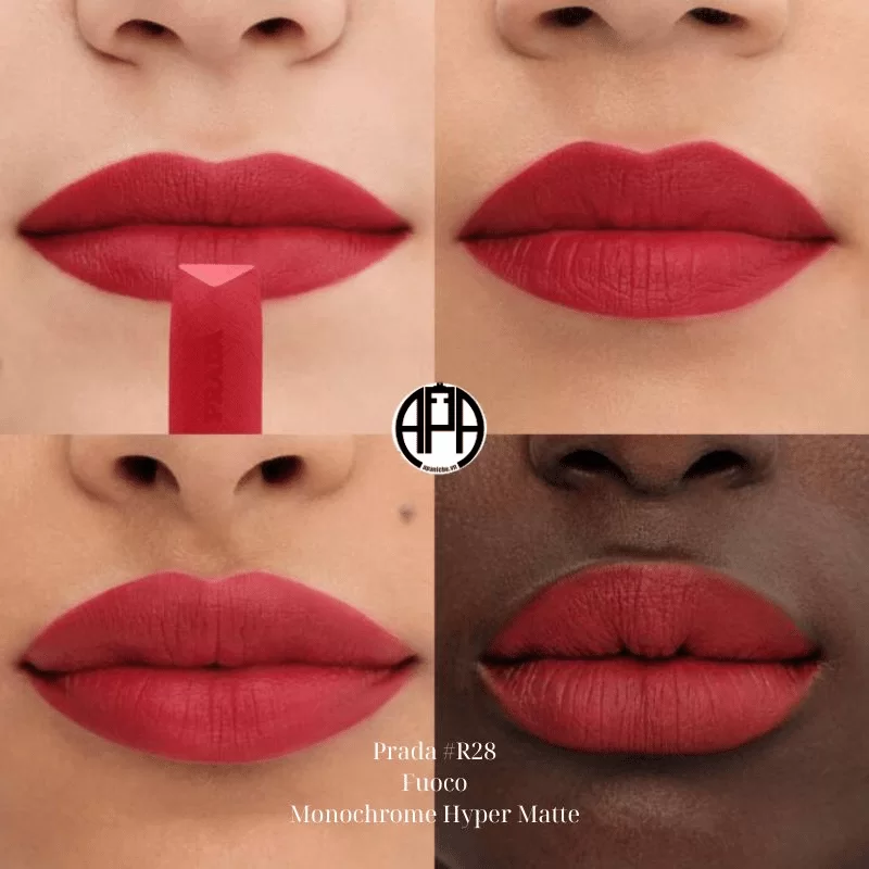 Màu son Son Prada Monochrome Hyper Matte Lipstick R28 Fuoco - Màu Đỏ Thuần