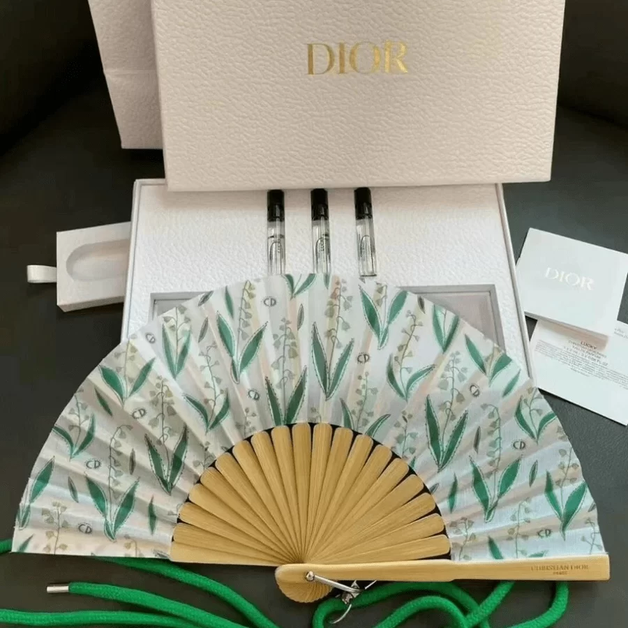 Set Dior Folding Fan Sensu And Green Strap chinh hang
