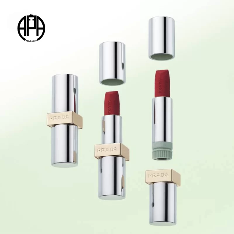 Thiết kế Son Prada Monochrome Hyper Matte Lipstick R28 Fuoco Màu Đỏ Thuần