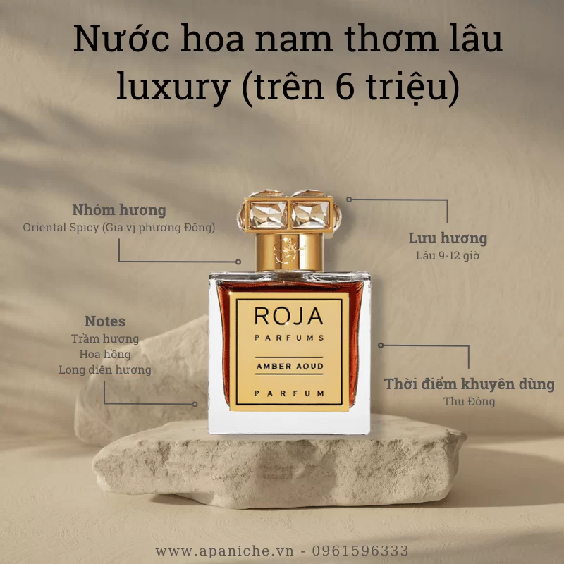 Nước hoa nam thơm lâu xa xỉ luxury Roja Dove Amber Aoud Parfum